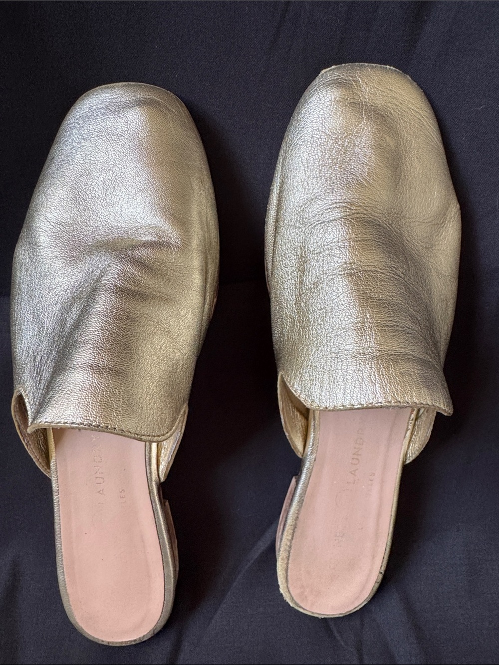 Gold Metallic Leather Slip-On Mules - Picture 3 of 4